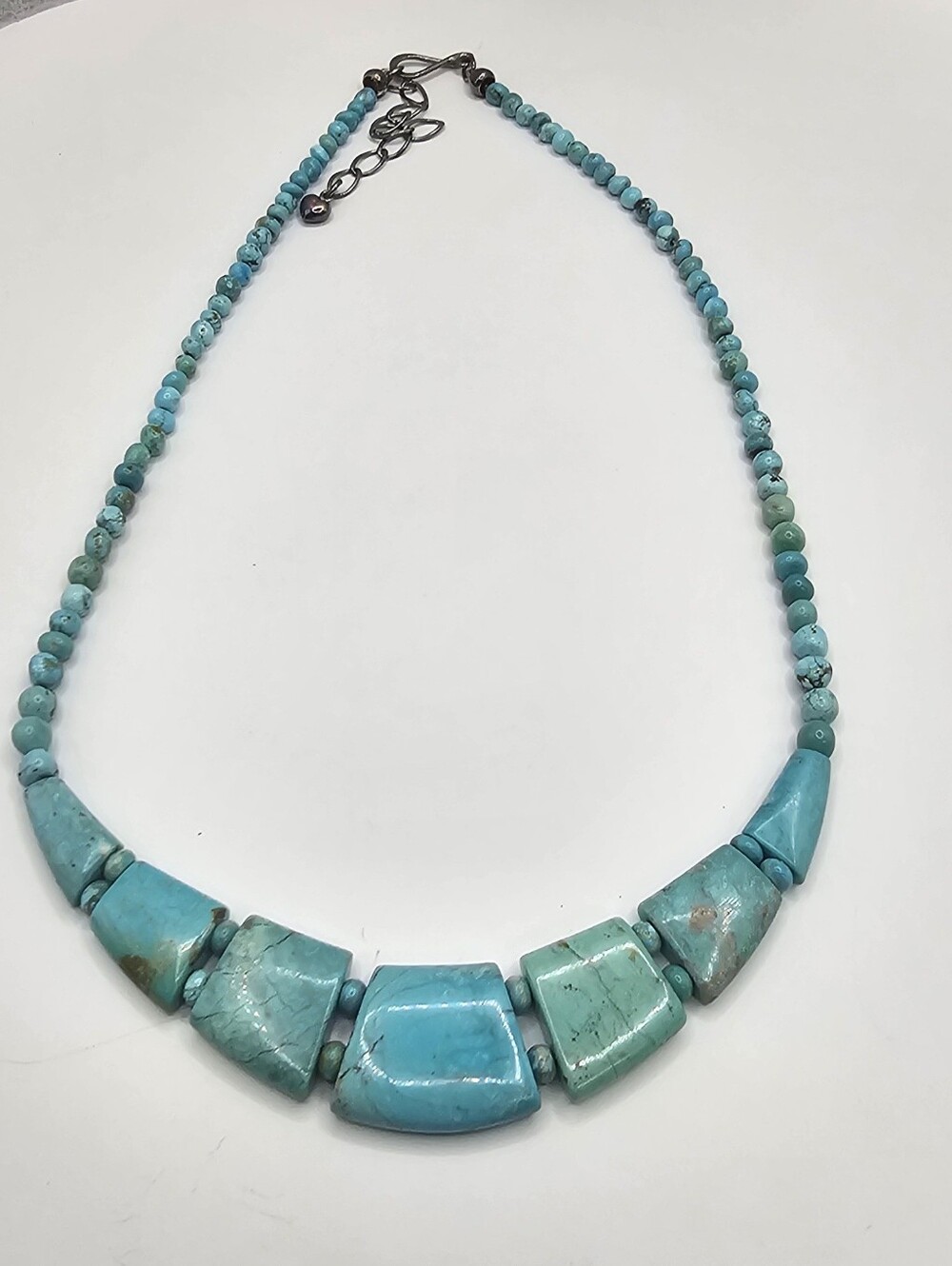 Jay King Turquoise Bib Necklace Sterling Silver 17-21"